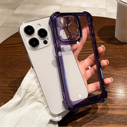 Luxury Shockproof Clear Phone Case For iPhone 15 14 13 12 11 Pro Max X XR XS 8 Plus Silicone Bumper Transparent Hard Back Cover