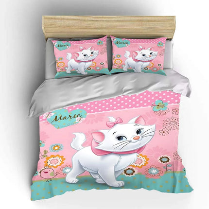 Disney Marie Cat Cartoon Bedding Set Quilt Duvet Cover 3 Pieces Pillowcase King Queen Size Bedclothes Children Bed Decor Gift