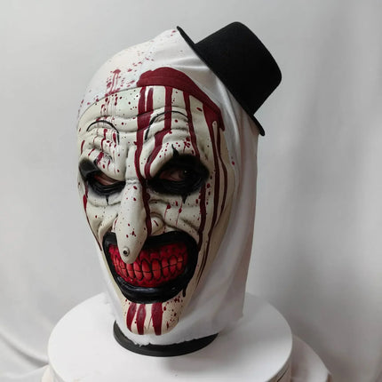 2024 Halloween Horror Role-playing with A Soul Broken Clown Mask and Hat Clown Head Cover Bloody Latex Makeup Ball Horror Props