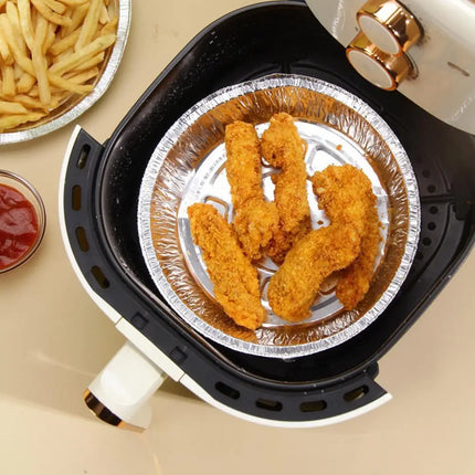 7'' Oil-proof Aluminum Foil Tin Box Air Fryer Disposable Paper Non-stick Steaming Basket Kitchen Baking Tool BBQ Drip Pan Tray