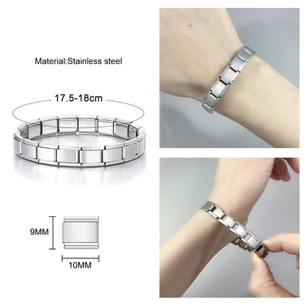 Y2K Sexy Lady Italian Charm Bracelet Stainless Steel Elastic Link Chain Kiss Lipstick High Heels Diy Making Jewelry Accessories