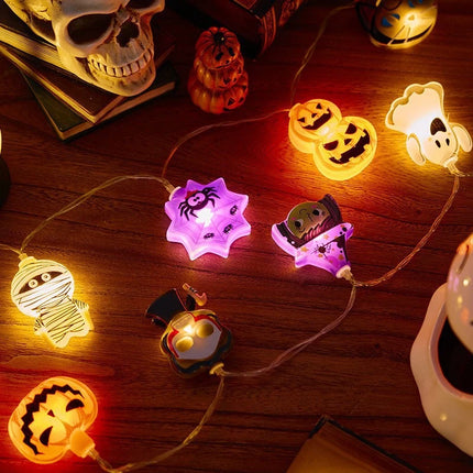 Halloween Party LED String Lights Pumpkin Ghost Spider Web Hanging Lamp For Halloween Home Indoor Outdoor Decoration Props 2024