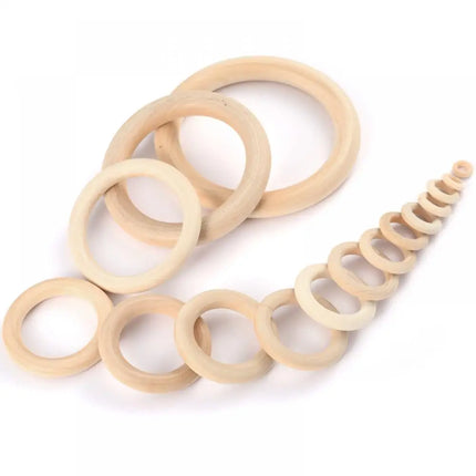 12-125mm Baby Natural Maple Wooden Teething Rings Teether Handmade  for Necklace Bracelet DIY Crafts Wood Teether BPA Free