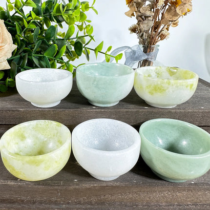 1PC Natural Crystal Jade Bowl,Crystal Cup,Cauliflower Jade Bowl,Natural Crystal Quartz Cup Degaussing Bowl Reiki Healing Home De