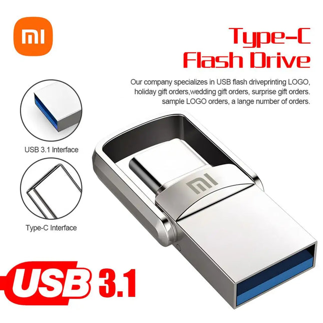 Xiaomi 2tb USB Flash Drive 3.2 Type C PenDrive Memory Stick 64G 128GB Pen Drive 256g Flash Disk for PC Smartphone Storage U Disk