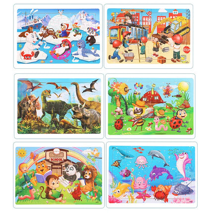 Economy 30piece Montessori 3D Puzzle Cartoon Animal Wooden Jigsaw Puzzle Board Game Educational Toys For Children Gifts