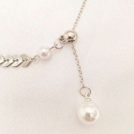 2022 New Simple Adjustable Y-shaped Wheat Ear Pearl Necklace Women's Long Style Personality Fashion Collarbone Chain Necklace