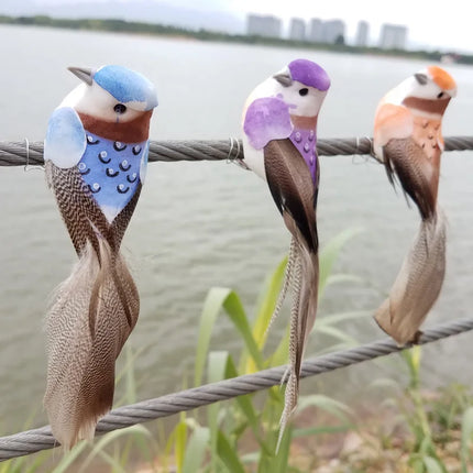 6pcs Cute Artificial Birds Fake Foam Animal Simulation Feather Birds Models Tit DIY Craft  Home Garden Ornament Decoration