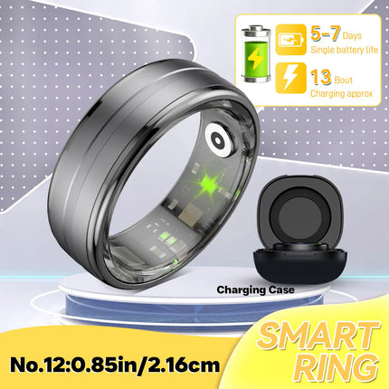 EIGIIS New Smart Ring Men Women, Heart Rate and Blood Oxygen Monitor, IP68 & 5ATM Waterproof, Multi-sport Mode for Android IOS