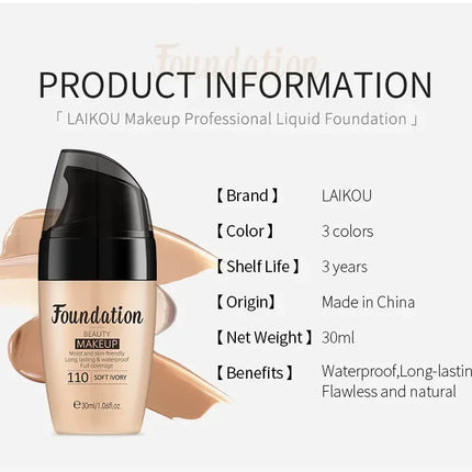 Liquid Foundation High Coverage Concealer Long-lasting Cover Dark Circle Brighten Waterproof Matte BB Cream Face Makeup Cosmetic