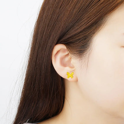 Golden Butterfly and Clover Stud Earrings - Women's Fashion Jewelry Gift