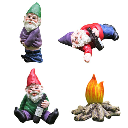 Creative Gnome Dwarf Art Sculptures Mini Dwarf Funny Miniature Micro Landscape Outdoor Figurine Ornament Tabletop Lawn Porch Dec