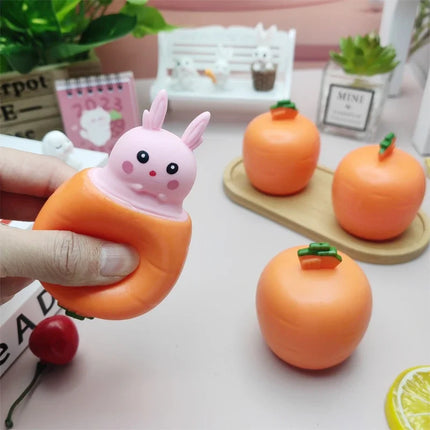 Squeeze Toys Carrot Rabbit Cup Fidget Toys Bunny Stress Relief Sensory Toys for Autistic Children Adult Anxiety ADHD Party Favor