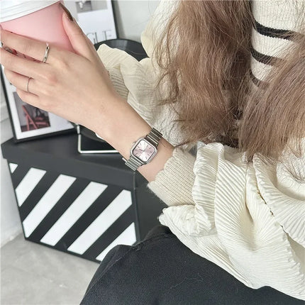 New Brand Steel Band Square Quartz Watch Retro Minimalist Temperament Small Dial Watch Female Student Wristwatch Dropshipping