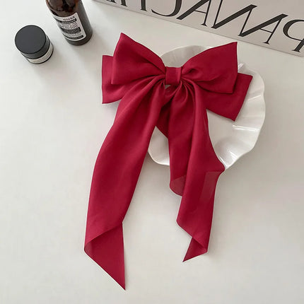 1pc Bow Ribbon Hair Clip Fashion Simple Solid Satin Spring Clip Hair Pin Elegant Retro Headband Clips Girls Hair Accessories