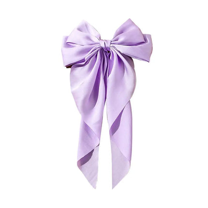 Women Large Bow Ribbon Hairpin Summer Chiffon Big Bowknot Stain Bow Barrettes Women Solid Color Ponytail Clip Hair Accessories