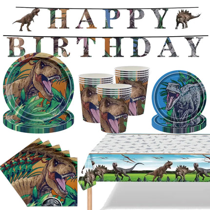 Dinosaur Party Decoration Disposable Tableware Paper Plate Cup Napkin Tablecloth for Jurassic World Party Decor