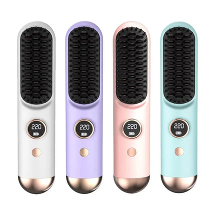 Hair Straightener Brush LCD Display 9 Temp Adjustable Fast Heating Negative Ions Hot Brush Electric Curly Hair Styling Comb