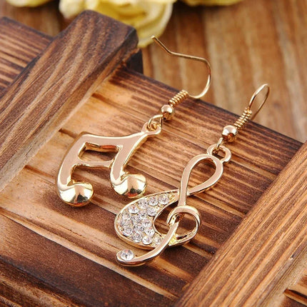 Delysia King Stylish Personality Women's Crystal Music Notation Earrings Elegant Temperament Pure Girl Eardrop