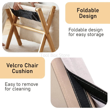 Household Small Stool Foldable Stools Chairs Living Room Sofa Stool Wooden Low Stool Portable Footrests Shoe Changing Stool