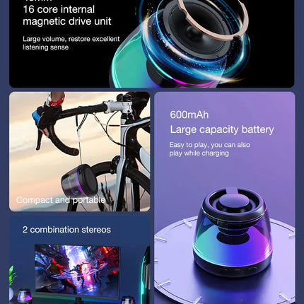 Magnetic Bluetooth Speaker RGB Mini Portable Speaker Magnetic Phone Holder Ring Wireless Sound Box Bluetooth Speaker Tower