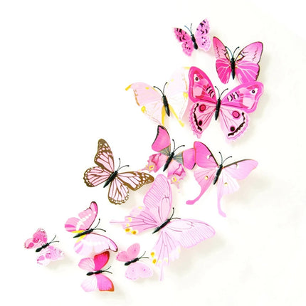 12pcs/set 3D Butterfly Wall Sticker Home Decoration Colorful Butterflies On Wall Magnet Fridge Stickers Living Room Wall Decals