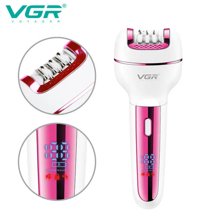 Original VGR 3in1 Epilator Women Electric Shaver For Face & Body Rechargeable Lady Trimmer Hair Removal Bikini Underarms Legs