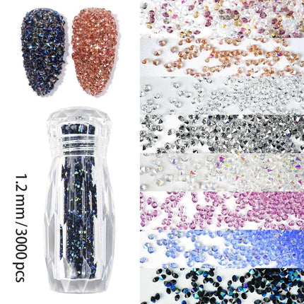 Pixie Crystal Nails Stone 1.2mm Nail Art Rhinestone Mini Glass Micro Crystals 3D Parts Press on Nails Decoration Diamonds