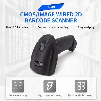 Portable U2 wired 2D U2W 2D Wireless Barcode Scanner Reader U2B Handheld Bluetooth QR Code Scanner 1D Barcode Reader for PDF417