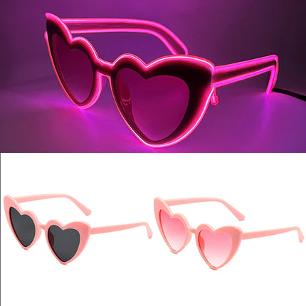 Bachelorette Hen Party LED Glasses Women Fashion Heart Shaped Sunglasses Female Love Pink Sun Glasses Wedding Party Supplies