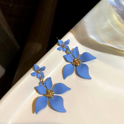 Fresh Four-petal Floral Stud Earrings in 3 Fashionable Colors