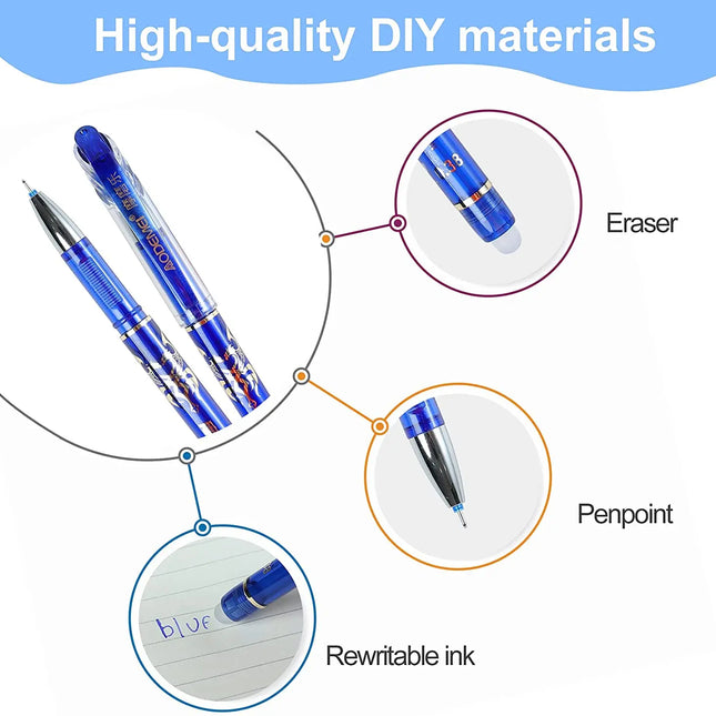 Gel Pen Set Erasable Gel 0.5mm Blue Black Bullet Writing Smooth School Writing Tools Office Supplies Kawaii Stationery