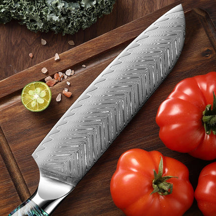 Santoku Knife 7 Inch Damascus Japanese Steel Kitchen Knife,VG10 67-Layer High Carbon Full Tang Best Chef Santoku knives Sharp