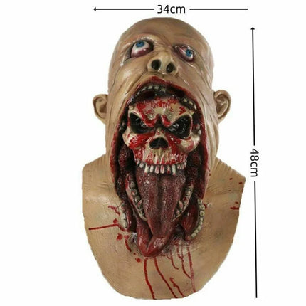 Spooky Halloween Zombie Mask - Latex Bloody Skull With Melted Face For Cosplay & Party Decorations Halloween Decorations