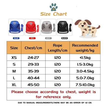 Adjustable Breathable Pet Dog Cat Harness and Leash Escape Proof Cat Vest Harness Puppy Dog Kitten Leads Reflective Cat Collar