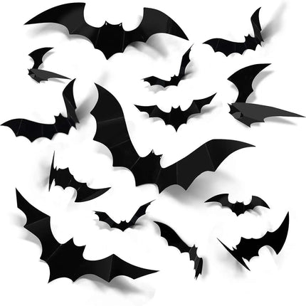 12pcs Halloween Decoration 3d Bat Wall Stickers Decoration Furniture Windows Yard Logo Outdoor Lawn Ghost Party Decor 1