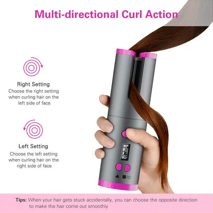 Hair Curler Set Cordless Automatic Rotating Hair Curler Curling Iron LED Display Temperature Adjustable Styling Tools Wave Styer