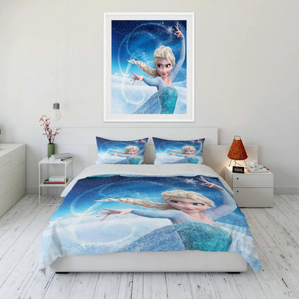 Disney Frozen Elsa Princess Bedding Set Cartoon Baby 3 Pieces Bed Set Pillowcase Adult Bed Cover Bedroom Bed Set Duvet Gift