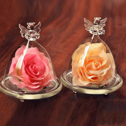 Enchanted Rose In Glass Dome Eternal Artificial Silk Rose For Christmas Valentine's Day Gift Wedding Home Decoration Supplies