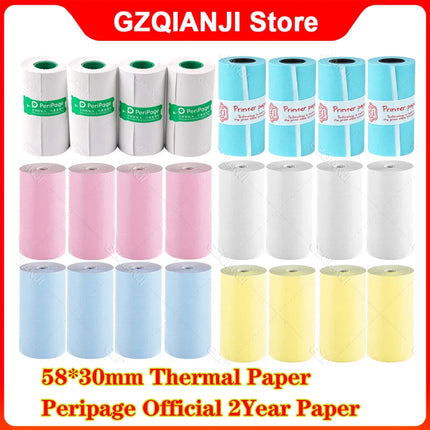 58mm Mini Photo Printer Paper Rolls Thermal Paper 57x30MM White Color Gift DIY Sticker Label Receipt Bill for Peripage A6 A8 P1