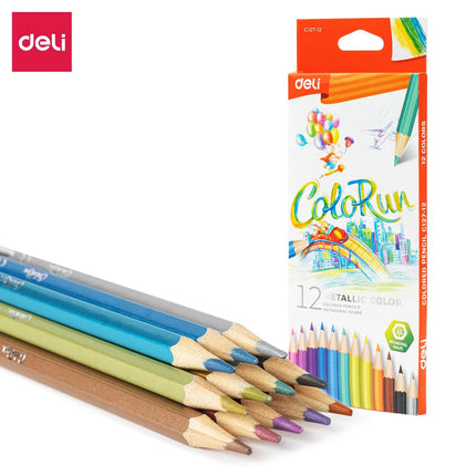 Deli 12 Colors Quality Colored Pencil Durable Refill Students Painting Tool Drawing Stationery Colored Pencils For Art Supplies