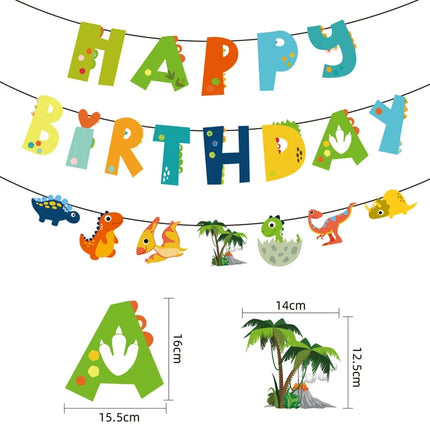 Dinosaur Happy Birthday Garland Banner Roar Dino Party Balloons Jungle Animal Safari 1st Kids Birthday Party Decoration Supplies