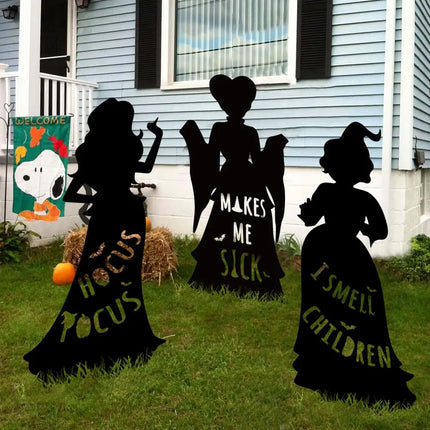 Black Hocus Pocus Halloween Decorations Outdoor Halloween Silhouette Yard Signs with Stakes Lawn Decor for Kids Home Party