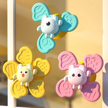 1pcs Suction Cups Spinning Top Toy For Baby Game Infant Teether Relief Stress Educational Rotating Rattle Bath Toys For Children