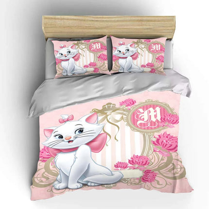 Disney Marie Cat Cartoon Bedding Set Quilt Duvet Cover 3 Pieces Pillowcase King Queen Size Bedclothes Children Bed Decor Gift