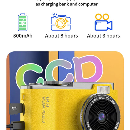 4K HD Digital 64MP Camera Autofocus Photography Video Camcorder 2.4 inch Screen for Portable Kid Adult Beginners Vlogging Camera