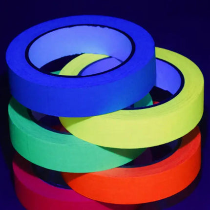 6pc UV Fluorescent Tape Neon Cloth Blacklight Reactive Glow In The Dark Tape for Home Wedding Party Decoration Staircase Warning