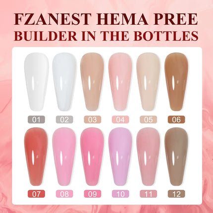 FZANEST Hema Free biab Builder Gel in a Bottle Gel Nail Polish Biab Nails Builder Hard Gel Nail Strengthener Extension Nails