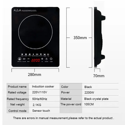 DMWD 110V Electric Magnetic Induction Cooker Waterproof Hot Pot Oven Furnace Cooking Stove Kitchen Hotpot Heater Cooktop 2200W