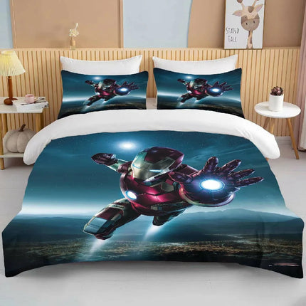 10 Sizes Marvel Iron Man Bedding Set Cartoon Anime Duvet Cover Comforter Pillowcase Boys Girls Children Adults King Bed Set